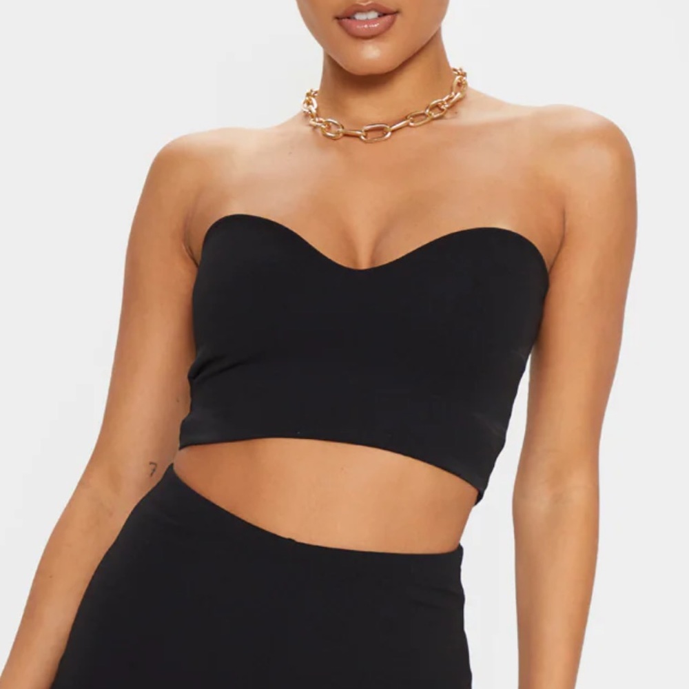 BLACK SWEETHEART BANDEAU CROP TOP